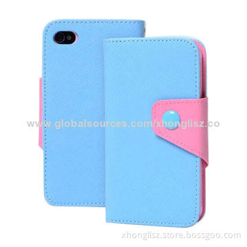 Linen Pattern PU TPU Shell Case for iPhone4, Customized Size is Welcome
